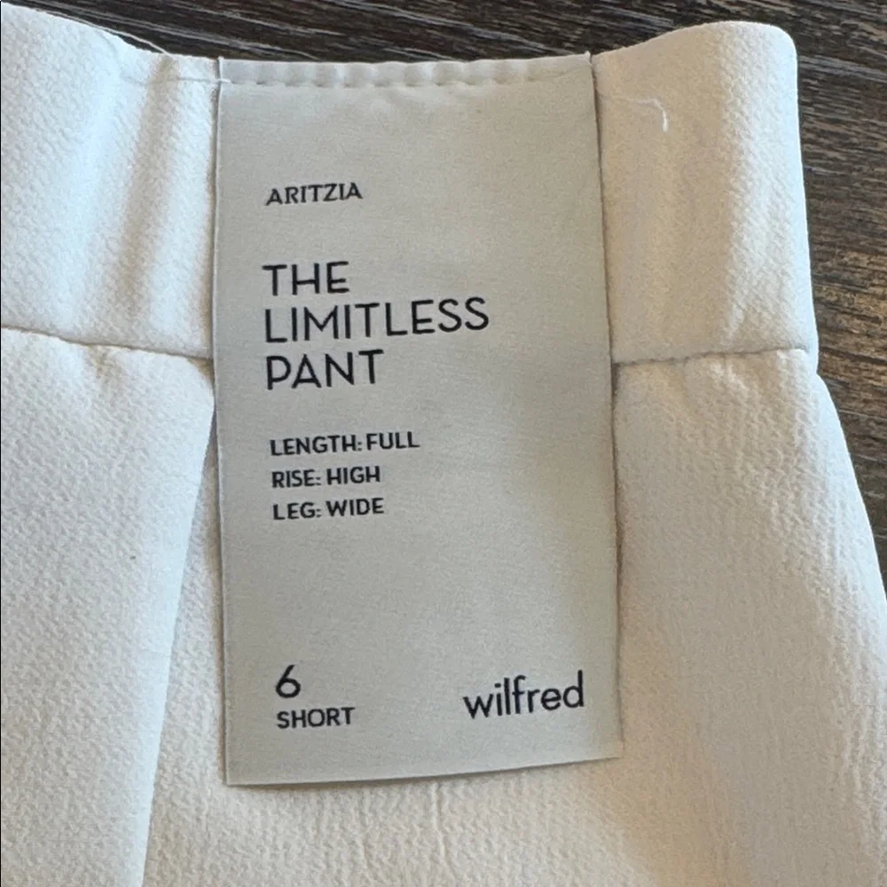 NWT Aritzia The Limitless Pant Wilfred Crepette Size 6 Short Wide Leg Cream - Picture 10 of 15